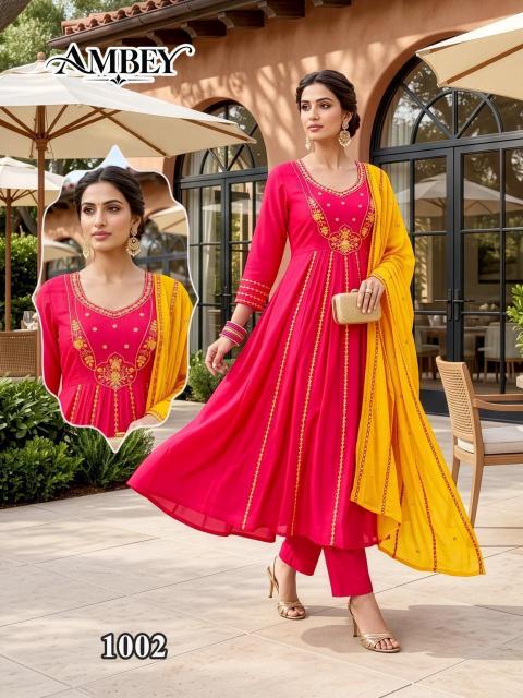 Desi kudi ambey 3pcs kurti exporter wholesaler